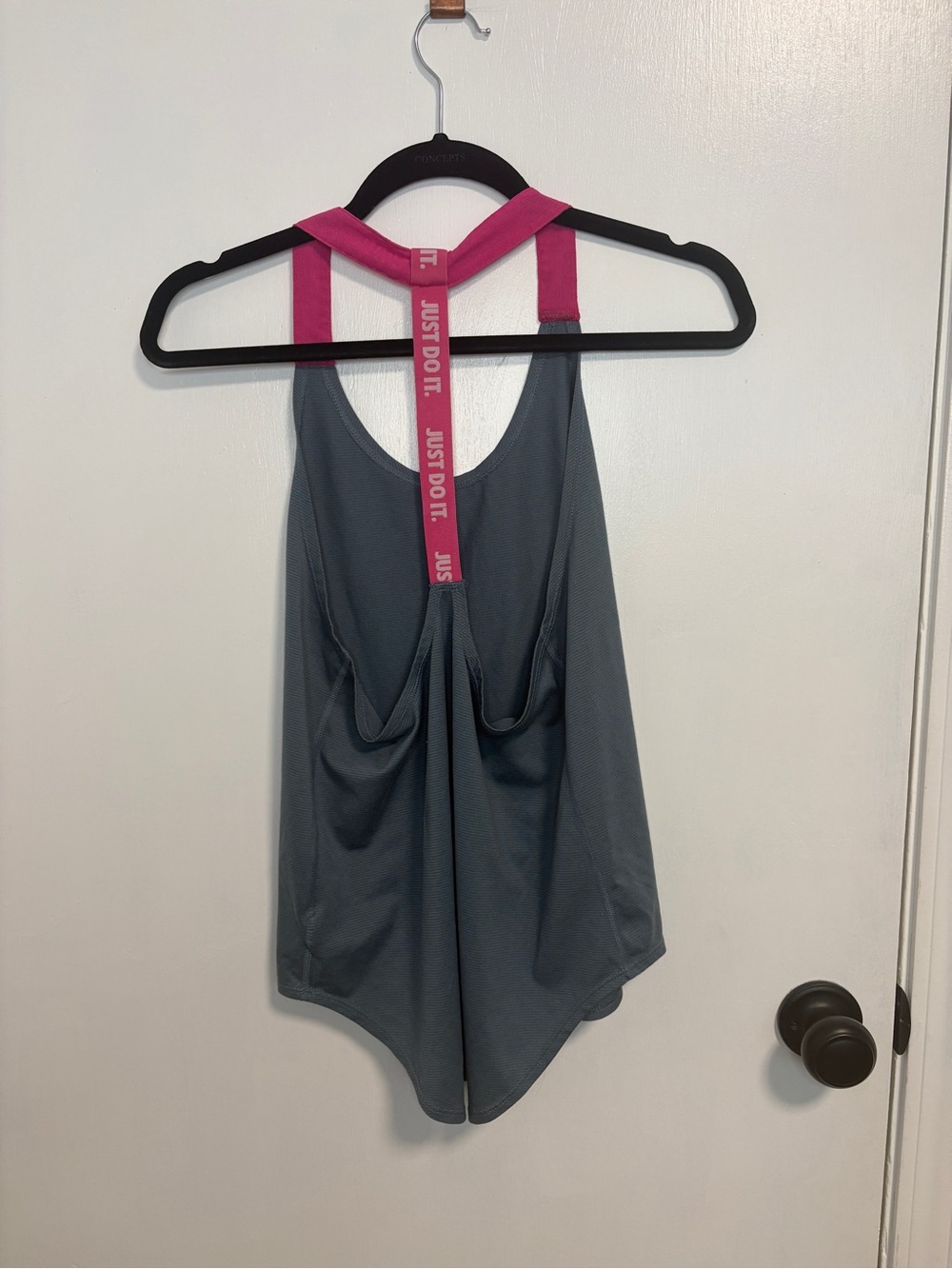 Nike Women’s Gray Tank with Pink Branded Racerback Strap